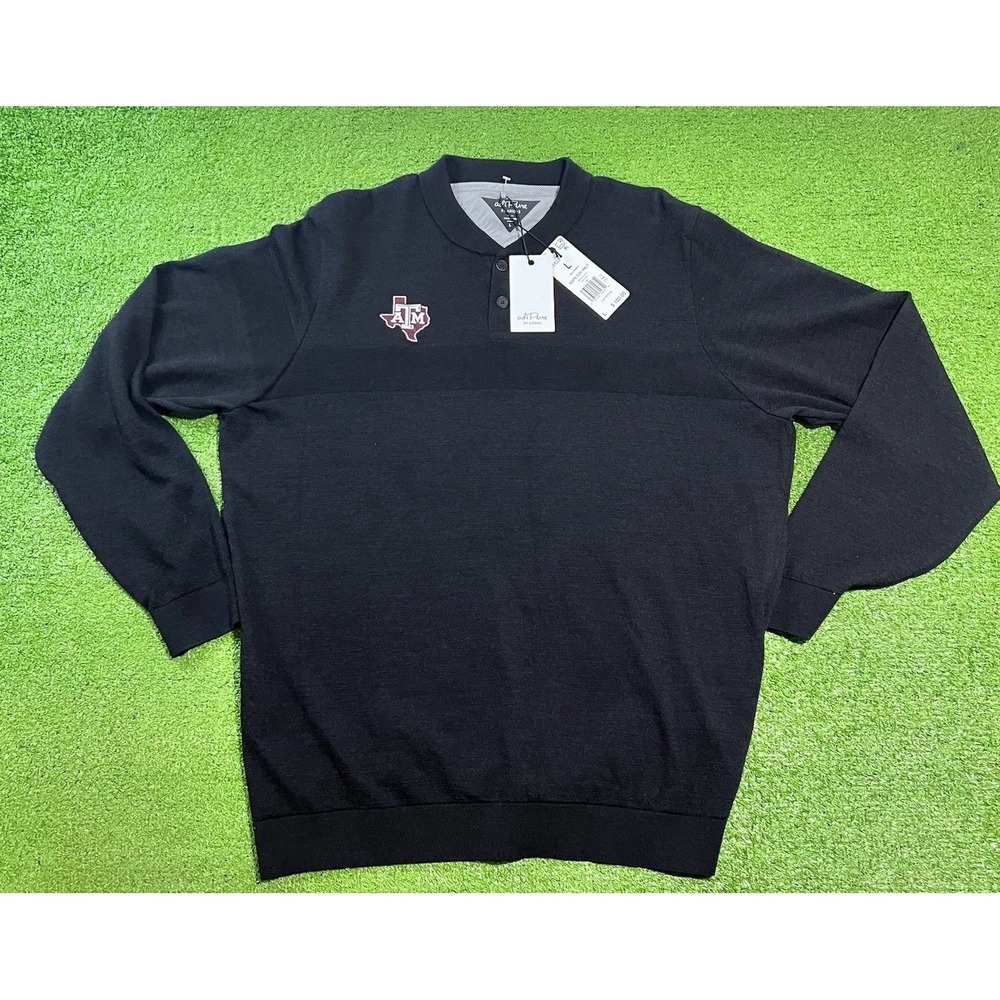 Texas A&M Sweatshirt LG‎ Aggie Football Shirt Henley Wool Golf Spandex SOFT NWT